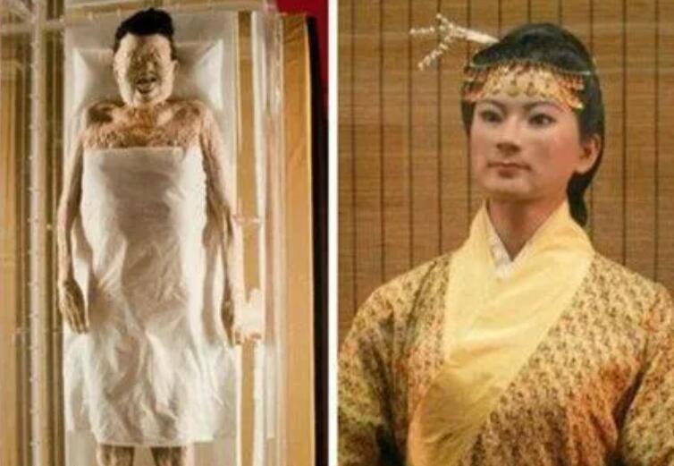 辛追刚出土时图片 看上去十分恐怖吐着舌头