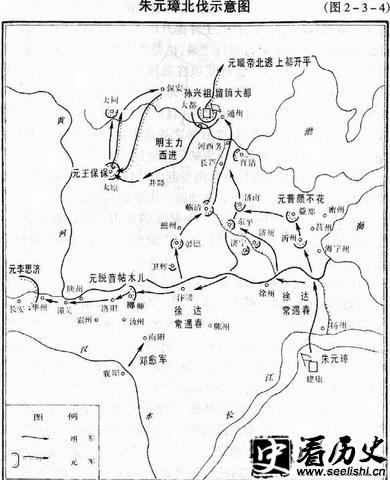 朱元璋北伐路线